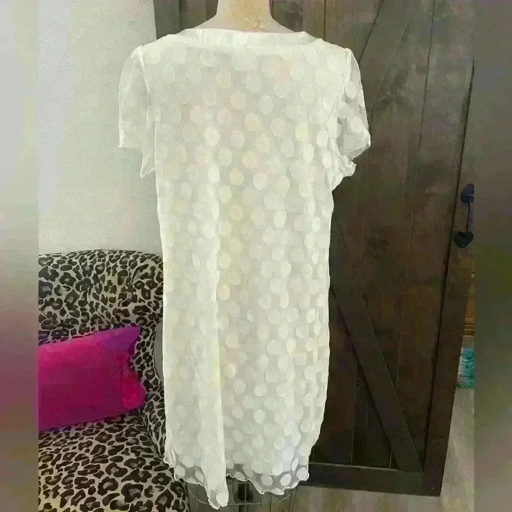 En Focus Size 16W Ivory Polka dot Dress - Picture 2 of 8